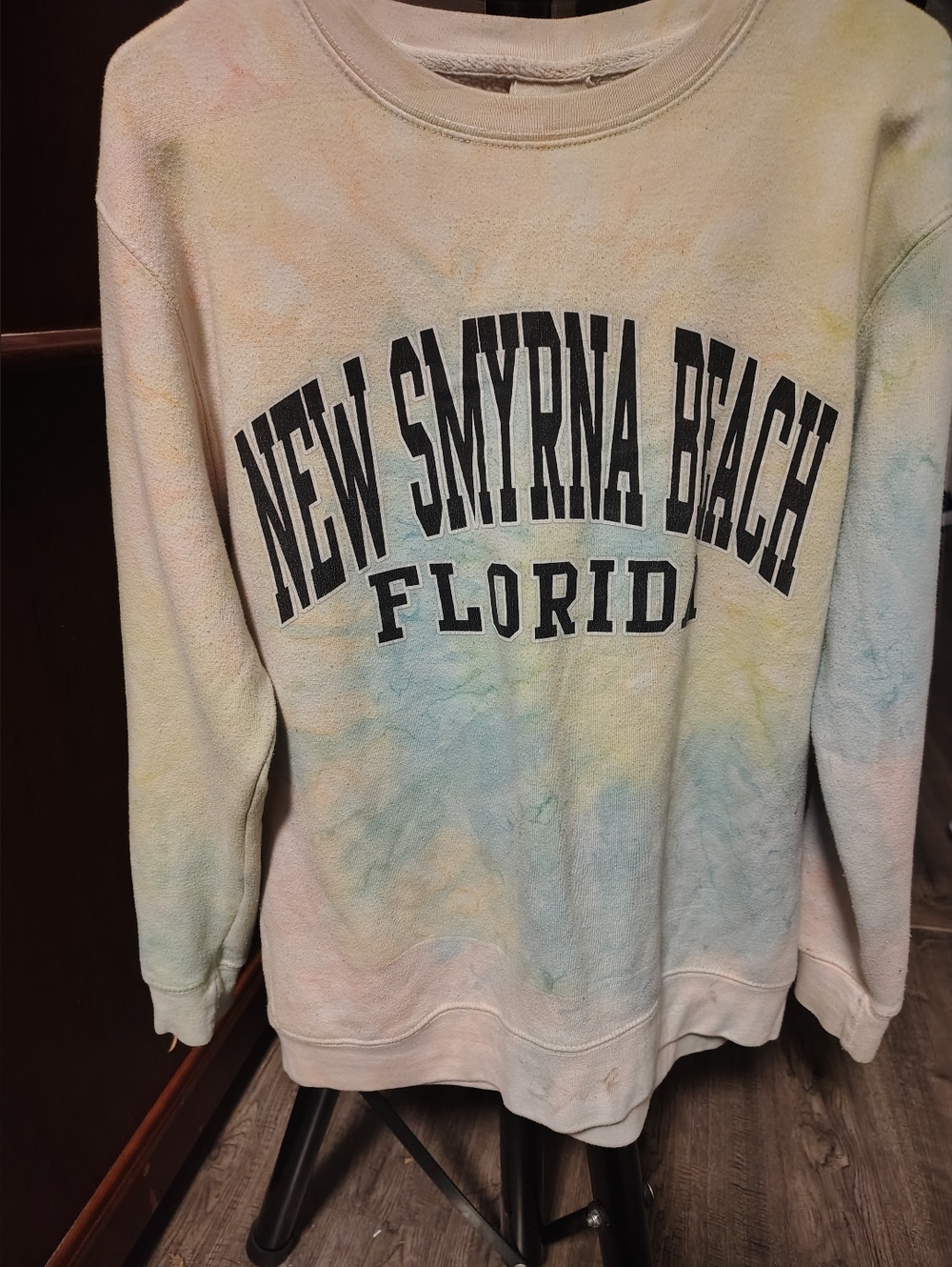 New Smyrna Beach Florida Tie-Dye Crewneck Sweatshirt - Pastel Multi